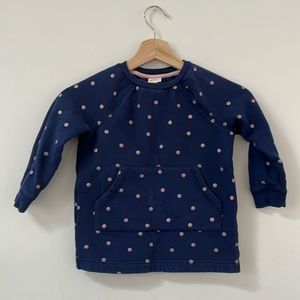 Boden navy sweatshirt pullover with front pocket. Rose gold polka dots. …